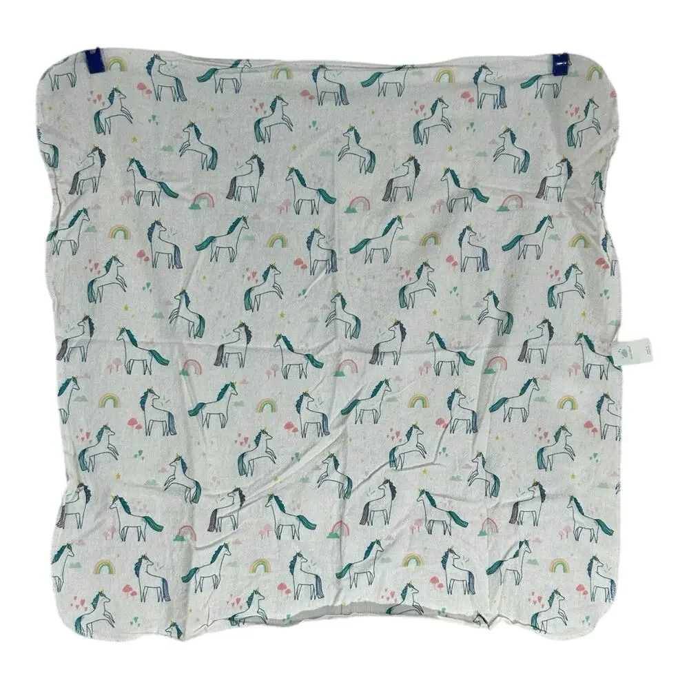 Cloud Island Unicorn Rainbow Flannel Receiving Blanket